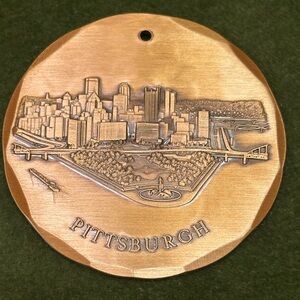 Pittsburgh Wendell August Forge Handmade Solid Bronze Medallion Xmas Ornament